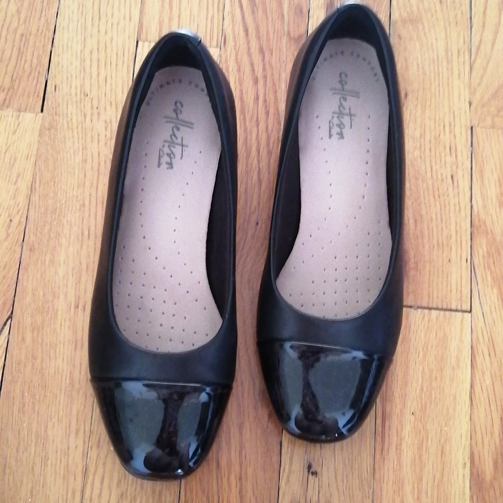 Clarks black block heel size 7